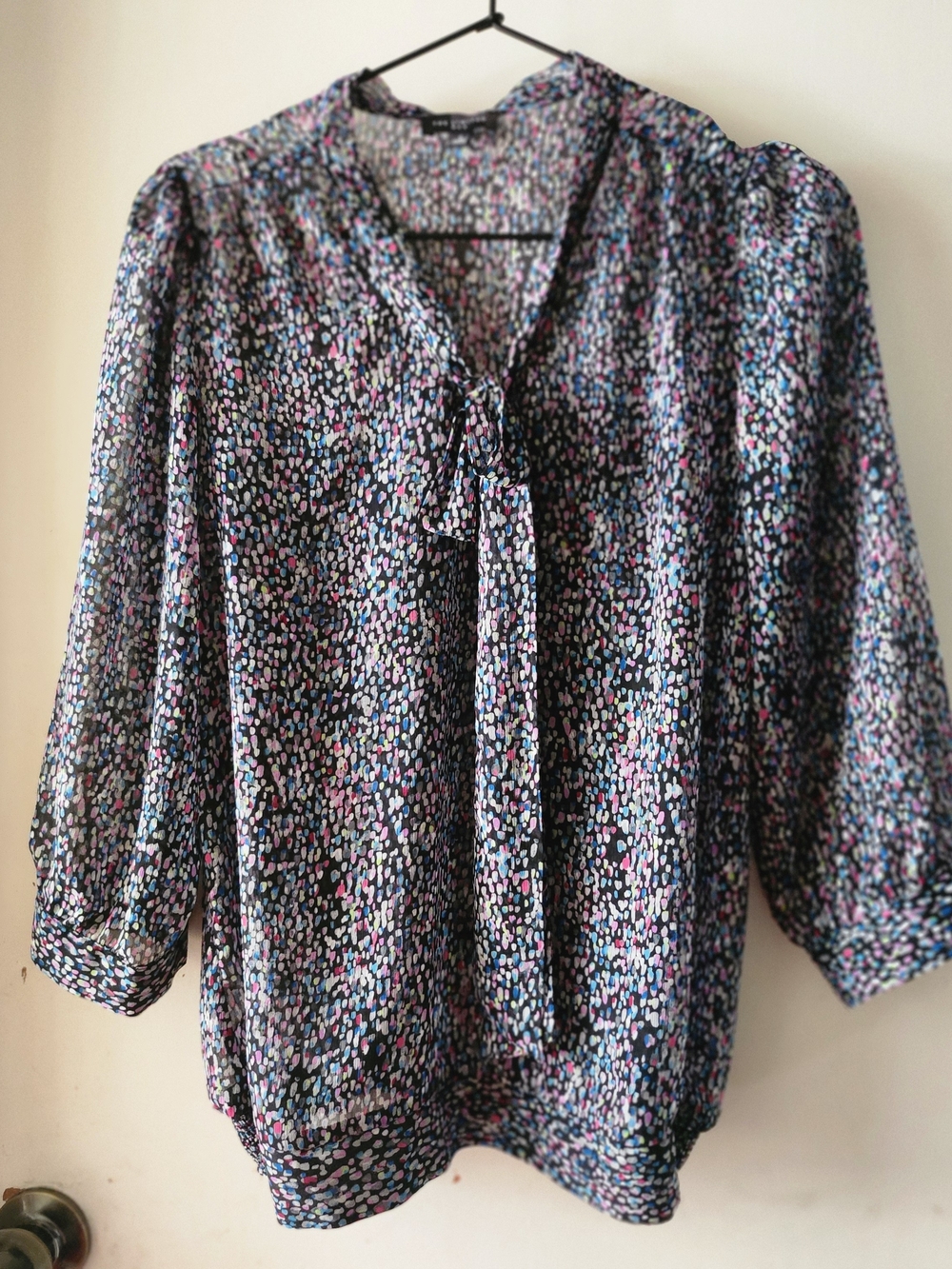 The Limited Women's Black Floral Tie-Neck Blouse - Multicolor Print